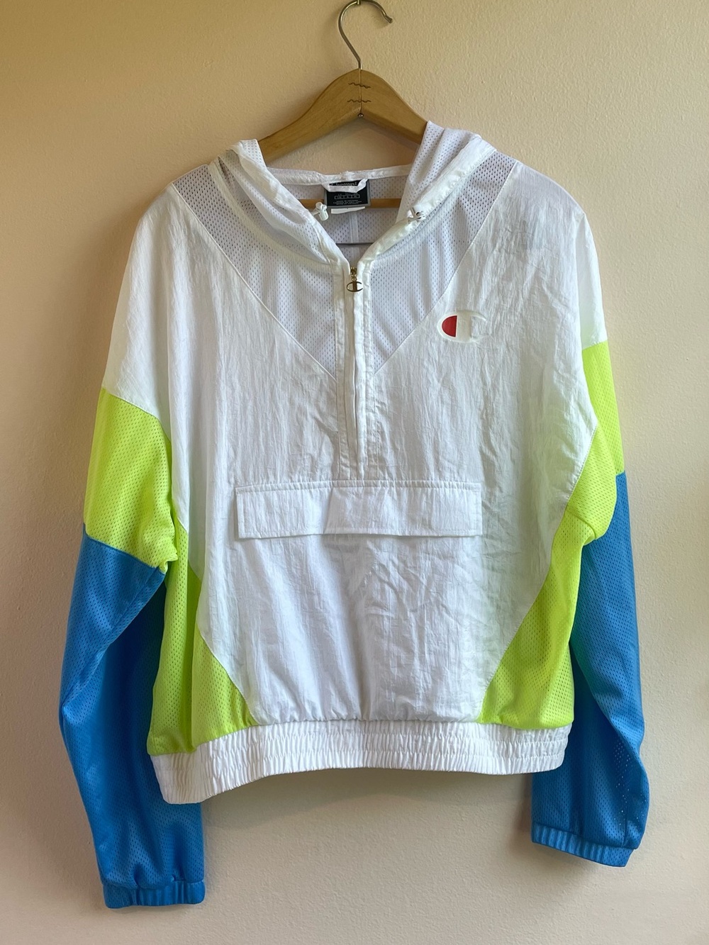 Champion Colorblock Half-Zip Hooded Pullover Windbreaker